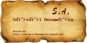 Sárvári Annamária névjegykártya